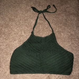 Knitted olive green bikini top size large